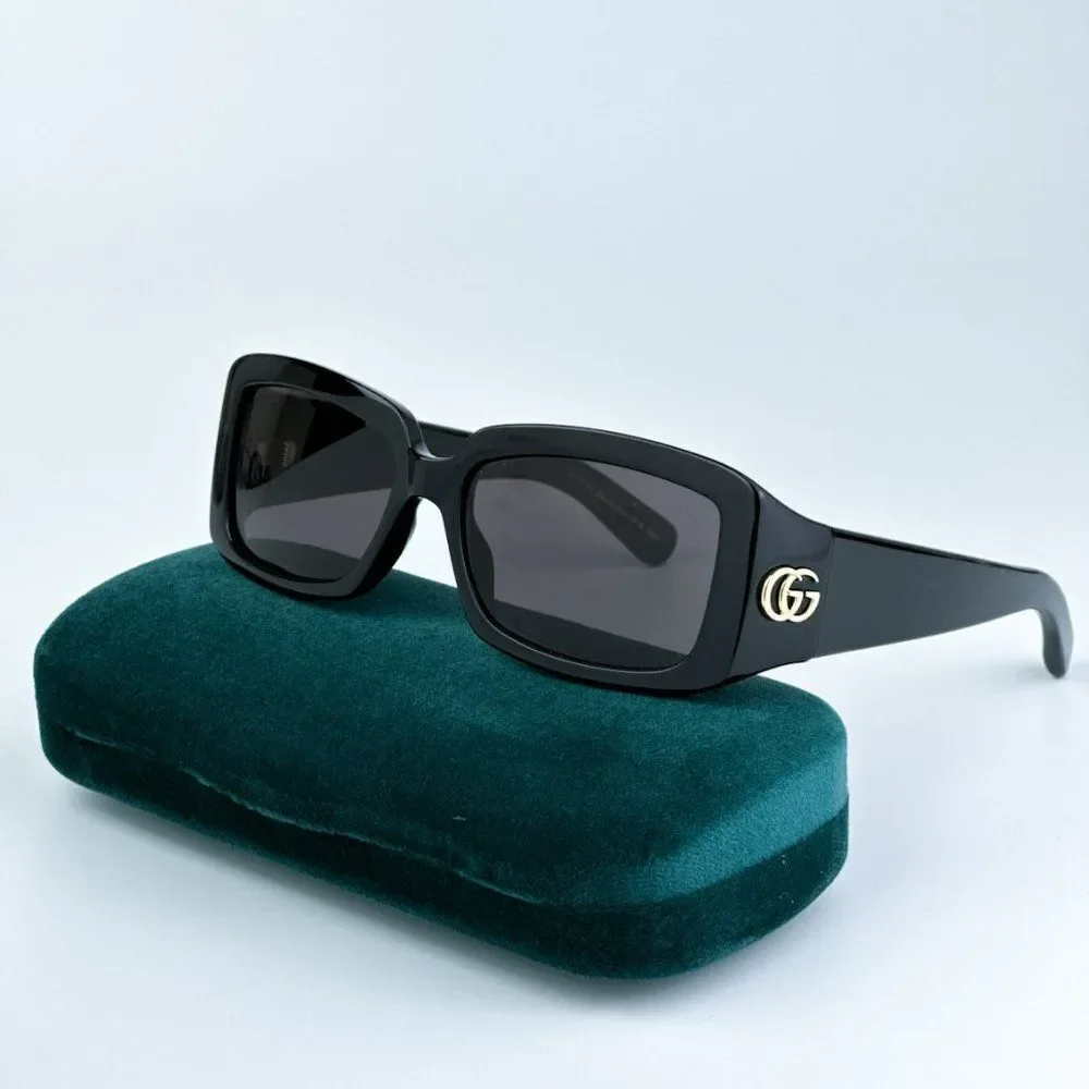 NEW Gucci GG1403S 001 Black Grey Unisex Rectangle Sunglasses GG 1403S